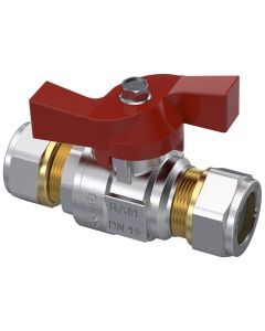 Raminex kogelkraan 15x15 knel vlinderhendel rood