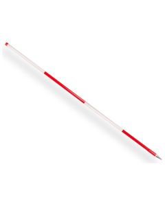 Jalonstok NESTLE hout 200cm., geplastificeerd, boven wit, stalen punt.