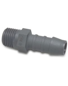 Slangtule nylon 1/2" x 8 mm buitendraad x slangtule 10bar grijs