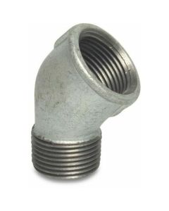 Lange bocht verzinkt 45° bi/bu  2"