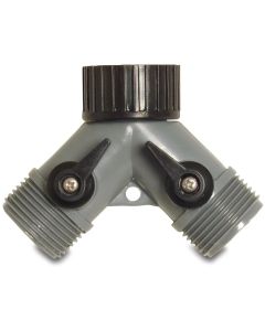 Kraan Y verdeelstuk + 2 afsluiters  3/4" aansl
