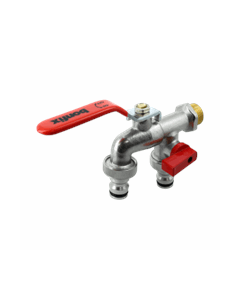 Kogeltapkraan dubbele  1/2" rood