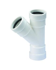 PP T-Stuk 45° 40x40mm m/m WIT