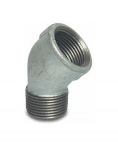 Bocht verzinkt 45° bi/bu 1/2" nr.40