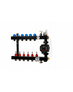 6-groep In-line vloerverwarmingsverdeler 1/2” inreg.