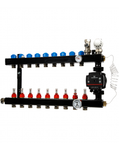 9-groep In-line vloerverwarmingsverdeler 3/4” inreg.