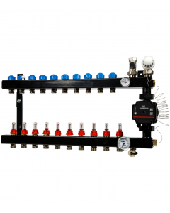 10-groep In-line vloerverwarmingsverdeler 3/4” inreg.