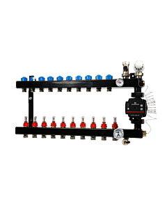 10-groep In-line vloerverwarmingsverdeler 3/4” inreg.