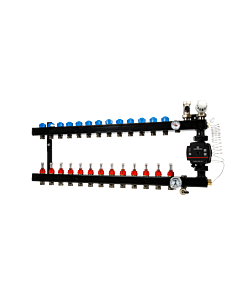12-groep In-line vloerverwarmingsverdeler 3/4” inreg.