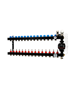 15-groep In-line vloerverwarmingsverdeler 3/4” inreg.